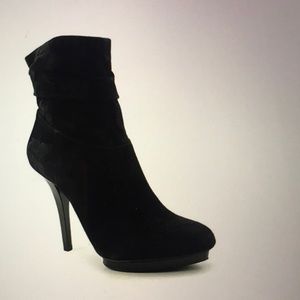 Black Suede INC Gallia Heeled Ankle Boots